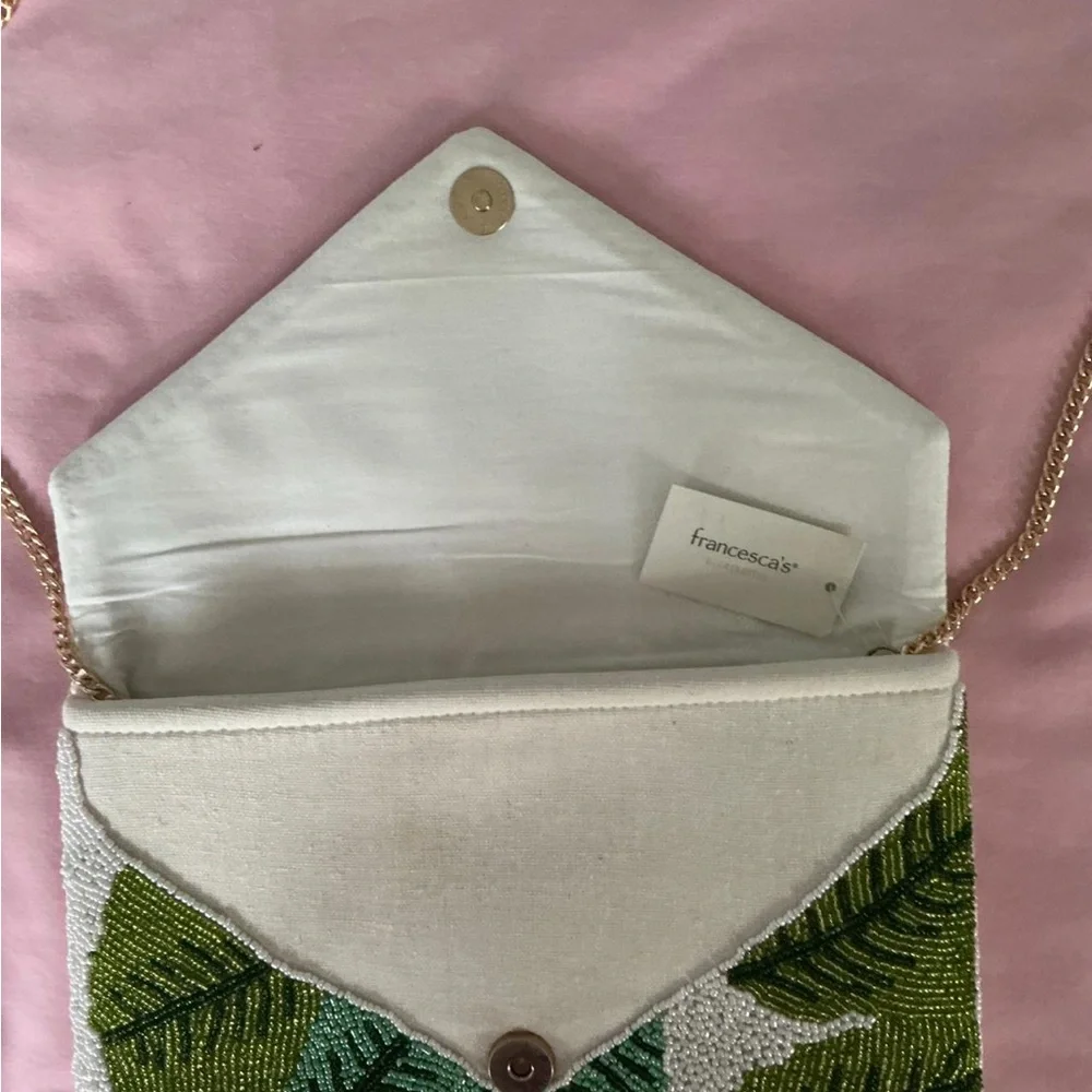 Beaded Leaf Envelope Clutch in Green Shades - Women Bags